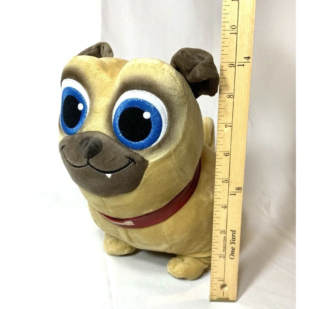 Disney Store Puppy Dog Pals‎ Plush Toy Pug Rolly Tan Stuffed Red Collar Big Eyes